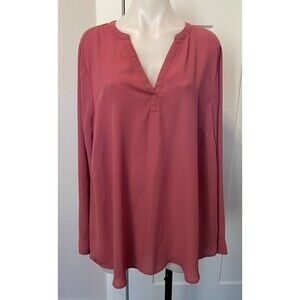 TORRID Womens Popover TOP Long Sleeve PINK V-Neck Size 2 (2X 18-20)